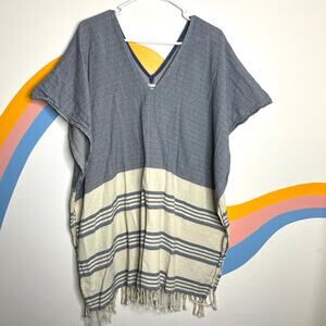 Tribe Alive Poncho Kaftan Women's Fringe V Neck Boho Swim Cover Up Stripe